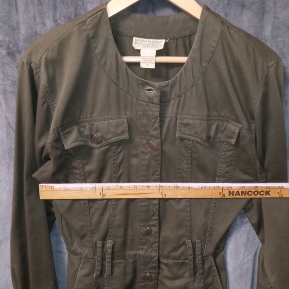 Vintage 80s Banana Republic Army Green Button Front Safari Dress Size 6 EUC - Picture 6 of 9